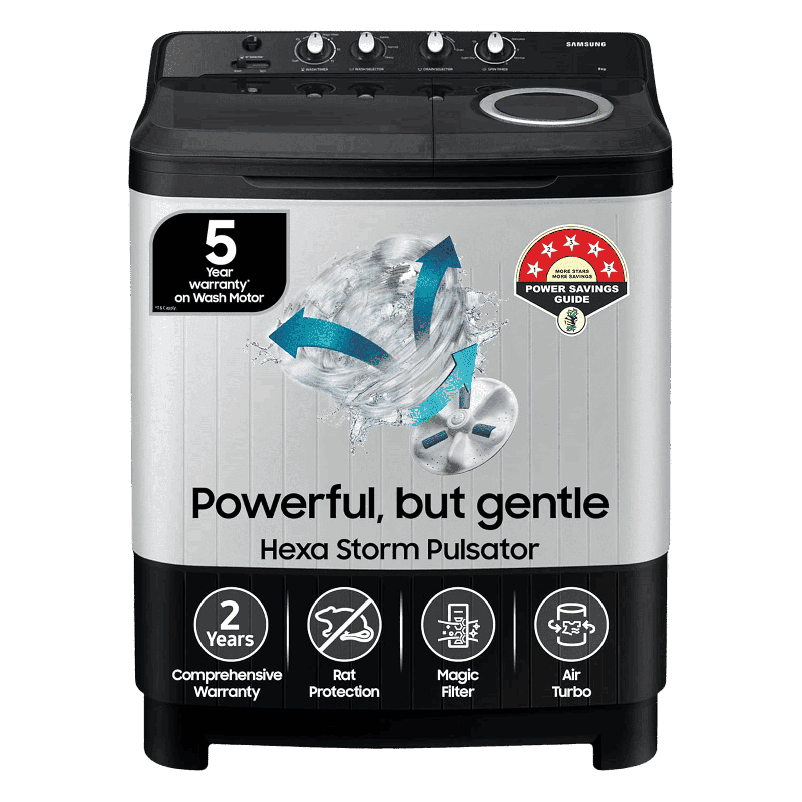 Buy SAMSUNG 8 kg 5 Star Semi Automatic Washing Machine with Magic